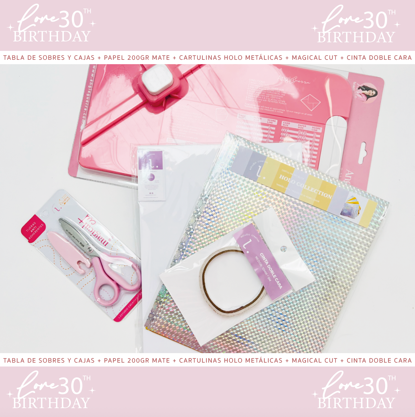 TABLA DE SOBRES Y CAJAS + PAPEL + CINTA + MAGICAL CUT