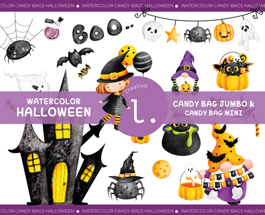 Watercolor Candy Bags Halloween