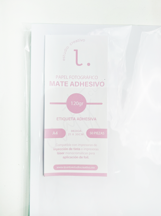 Papel fotográfico Mate Adhesivo 120gr. CARTA / A4